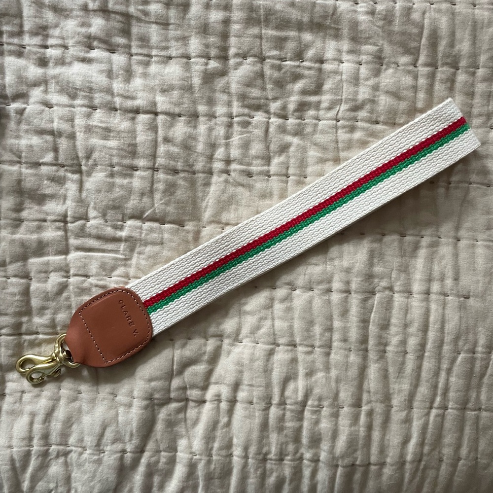 Shoulder Strap Natural W/ Green and Red Stripes by Clare V